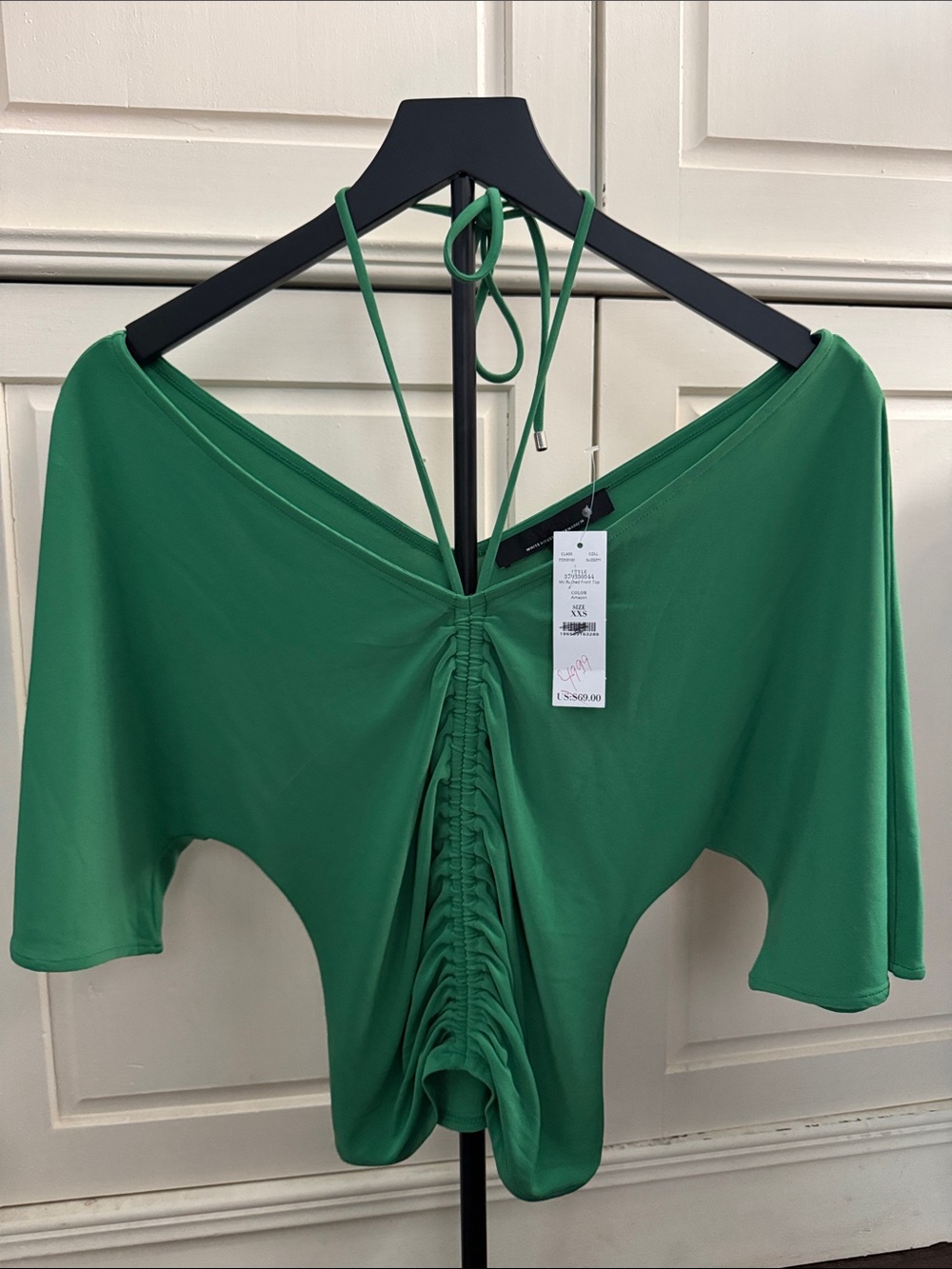 Bright Green Ruched Back V-Neck